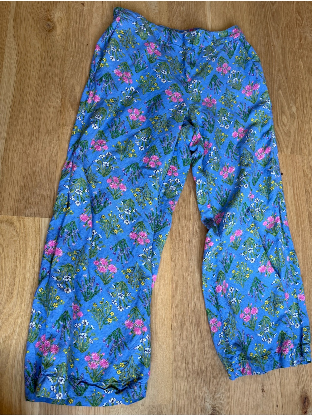 Women’s MP Blue floral linen wide leg pants Loft